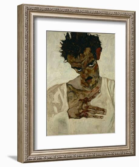 Egon Schiele, Self-Portrait with Bent Head, Study for Eremiten (Hermits)-Egon Schiele-Framed Giclee Print