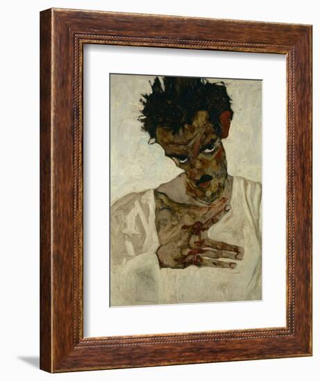 Egon Schiele, Self-Portrait with Bent Head, Study for Eremiten (Hermits)-Egon Schiele-Framed Giclee Print