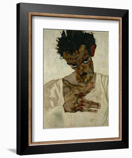 Egon Schiele, Self-Portrait with Bent Head, Study for Eremiten (Hermits)-Egon Schiele-Framed Giclee Print