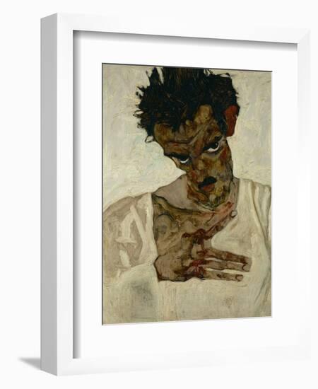 Egon Schiele, Self-Portrait with Bent Head, Study for Eremiten (Hermits)-Egon Schiele-Framed Giclee Print