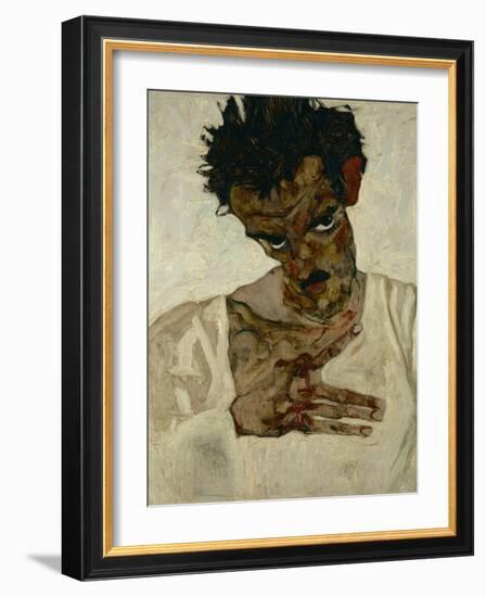 Egon Schiele, Self-Portrait with Bent Head, Study for Eremiten (Hermits)-Egon Schiele-Framed Giclee Print