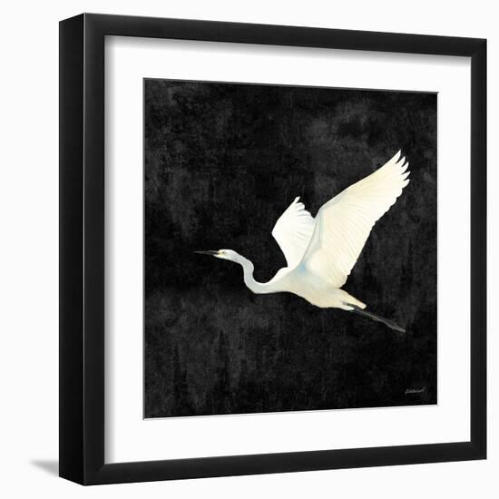 Egret Alighting II Flipped Black-Kathrine Lovell-Framed Art Print