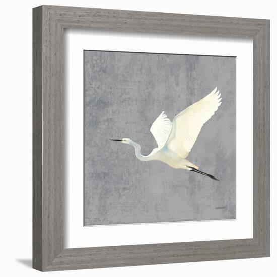 Egret Alighting II Flipped Gray No Grass-Kathrine Lovell-Framed Art Print