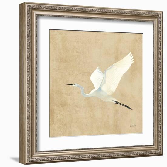 Egret Alighting II Flipped Neutral No Grass-Kathrine Lovell-Framed Art Print