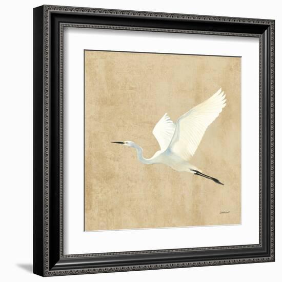 Egret Alighting II Flipped Neutral No Grass-Kathrine Lovell-Framed Art Print