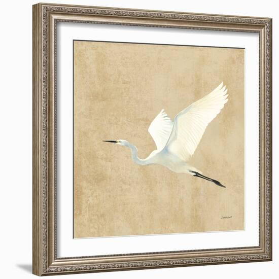 Egret Alighting II Flipped Neutral No Grass-Kathrine Lovell-Framed Art Print