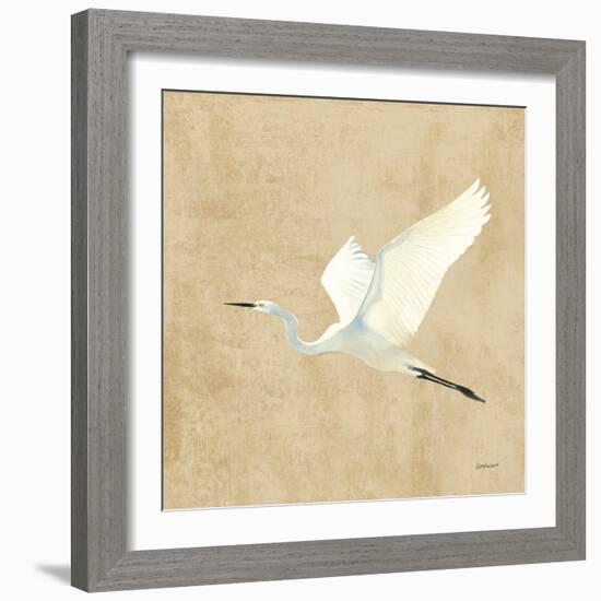 Egret Alighting II Flipped Neutral No Grass-Kathrine Lovell-Framed Art Print