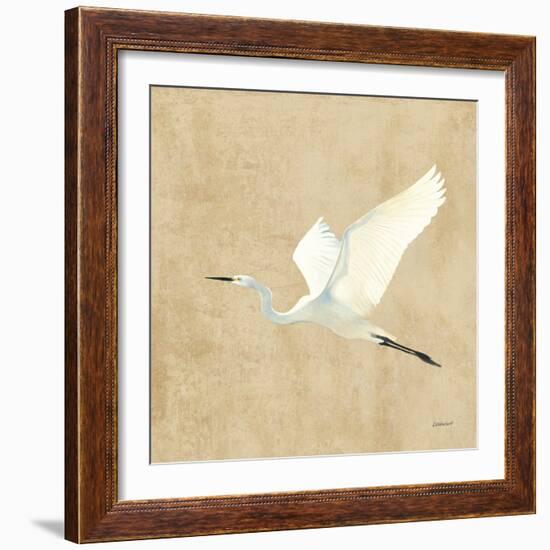 Egret Alighting II Flipped Neutral No Grass-Kathrine Lovell-Framed Art Print