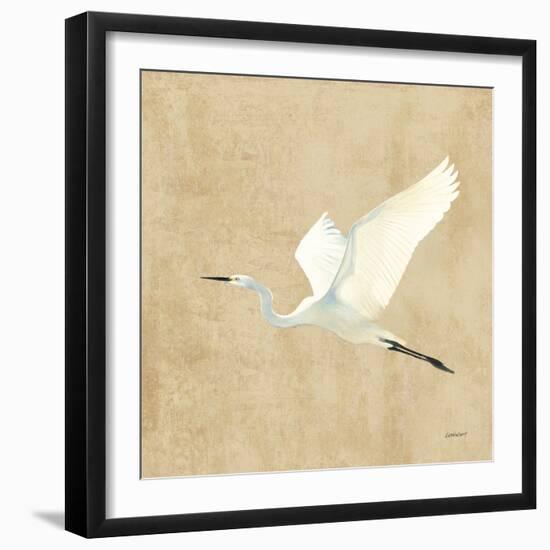 Egret Alighting II Flipped Neutral No Grass-Kathrine Lovell-Framed Art Print