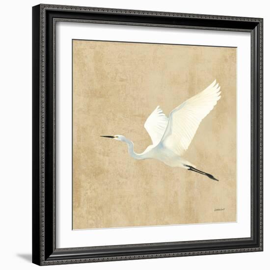 Egret Alighting II Flipped Neutral No Grass-Kathrine Lovell-Framed Art Print