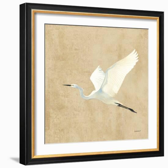 Egret Alighting II Flipped Neutral No Grass-Kathrine Lovell-Framed Art Print