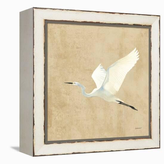 Egret Alighting II Flipped Neutral No Grass-Kathrine Lovell-Framed Stretched Canvas