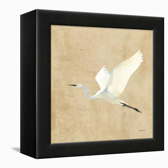 Egret Alighting II Flipped Neutral No Grass-Kathrine Lovell-Framed Stretched Canvas