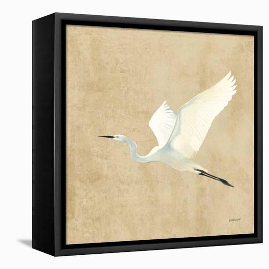 Egret Alighting II Flipped Neutral No Grass-Kathrine Lovell-Framed Stretched Canvas
