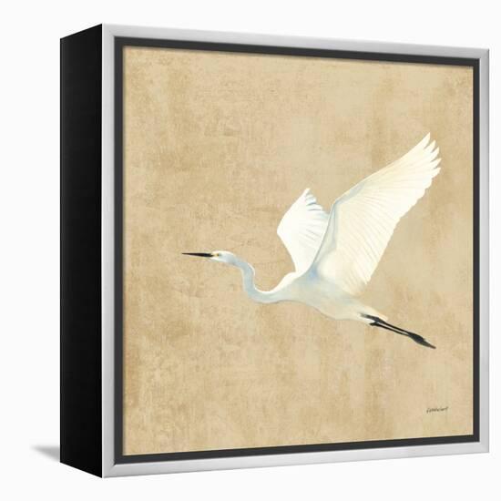 Egret Alighting II Flipped Neutral No Grass-Kathrine Lovell-Framed Stretched Canvas