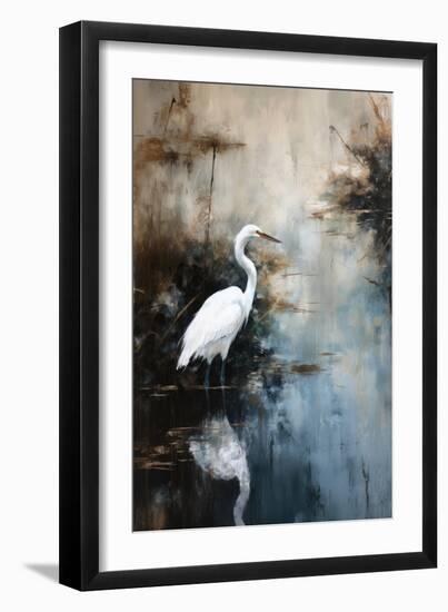 Egret in Lake-Treechild-Framed Giclee Print