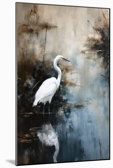Egret in Lake-Treechild-Mounted Giclee Print