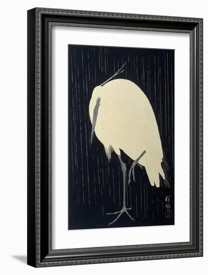 Egret in the Rain, 1925-1936-Ohara Koson-Framed Art Print