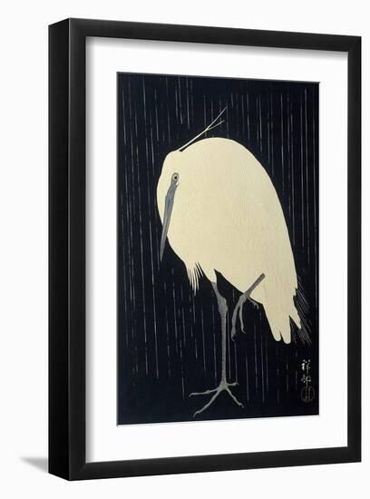 Egret in the Rain, 1925-1936-Ohara Koson-Framed Art Print