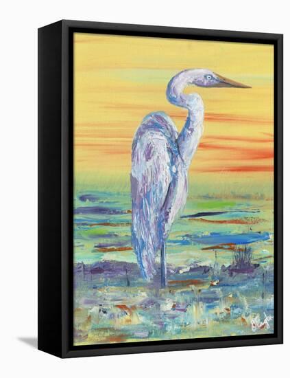 Egret Sunset I-Olivia Brewington-Framed Stretched Canvas