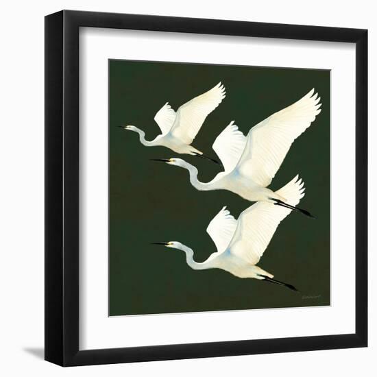 Egrets Alighting II on Green-Kathrine Lovell-Framed Art Print