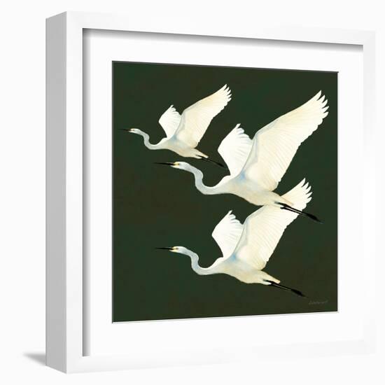 Egrets Alighting II on Green-Kathrine Lovell-Framed Art Print