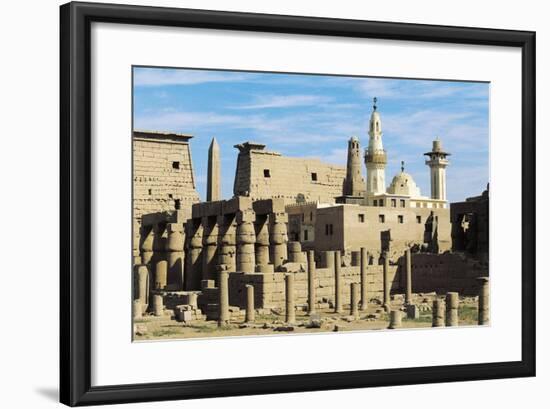 Egypt, Ancient Thebes Luxor, Temple of Amon, Ruins and Pylon of Ramses II in Background-null-Framed Giclee Print