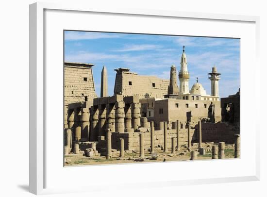 Egypt, Ancient Thebes Luxor, Temple of Amon, Ruins and Pylon of Ramses II in Background-null-Framed Giclee Print