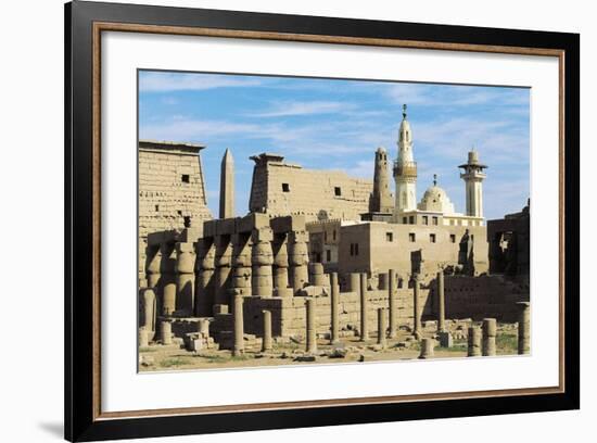 Egypt, Ancient Thebes Luxor, Temple of Amon, Ruins and Pylon of Ramses II in Background-null-Framed Giclee Print