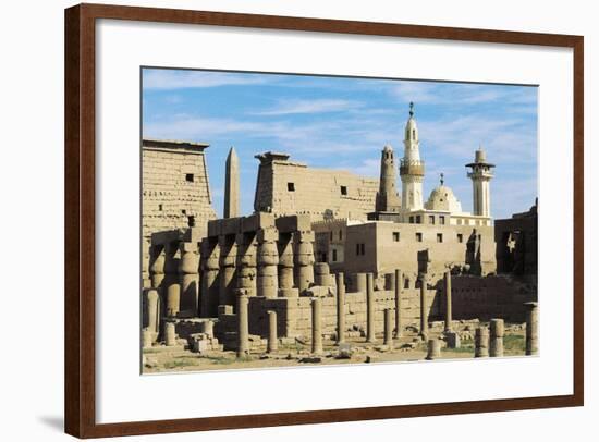 Egypt, Ancient Thebes Luxor, Temple of Amon, Ruins and Pylon of Ramses II in Background-null-Framed Giclee Print
