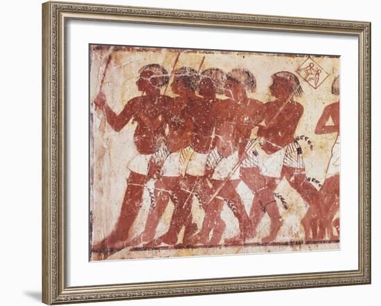 Egypt, Ancient Thebes, Shaykh 'Abd Al-Qurnah, Mural Painting of Nubian Mercenaries-null-Framed Giclee Print