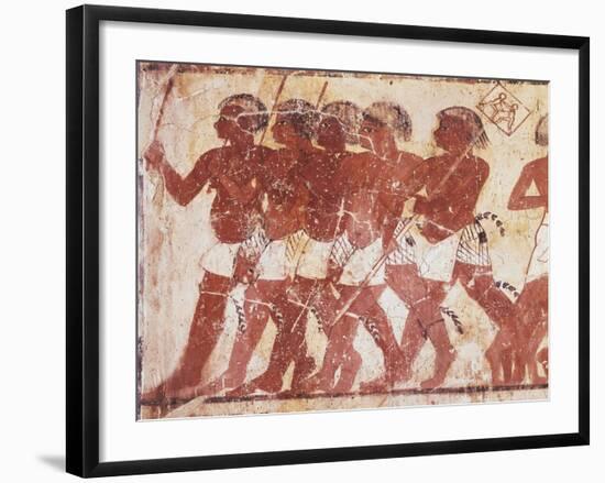 Egypt, Ancient Thebes, Shaykh 'Abd Al-Qurnah, Mural Painting of Nubian Mercenaries-null-Framed Giclee Print