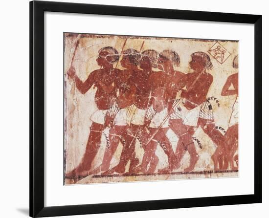 Egypt, Ancient Thebes, Shaykh 'Abd Al-Qurnah, Mural Painting of Nubian Mercenaries-null-Framed Giclee Print