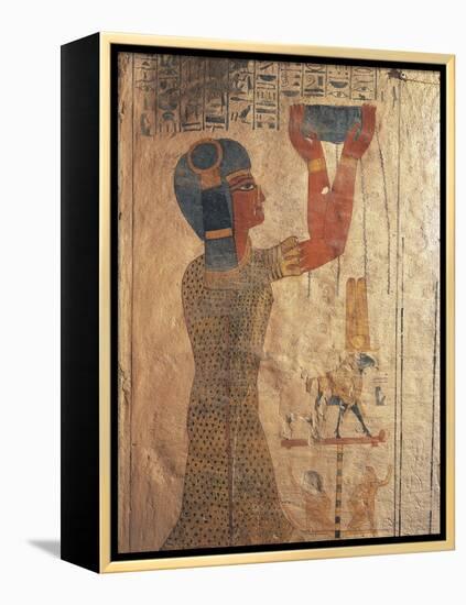 Egypt, Ancient Thebes, Valley of the Kings, Mural of Priest at Tomb of Ramses IX-null-Framed Premier Image Canvas