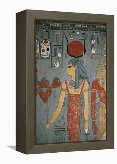 Egypt, Ancient Thebes, Valley of the Kings, Tomb of Horemheb, Mural Painting Depicting Goddess Isis-null-Framed Premier Image Canvas