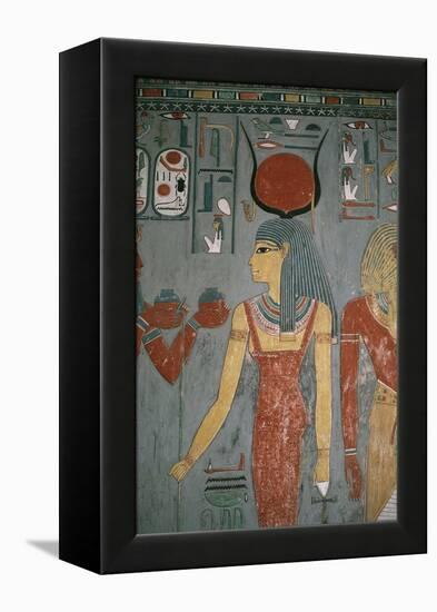 Egypt, Ancient Thebes, Valley of the Kings, Tomb of Horemheb, Mural Painting Depicting Goddess Isis-null-Framed Premier Image Canvas