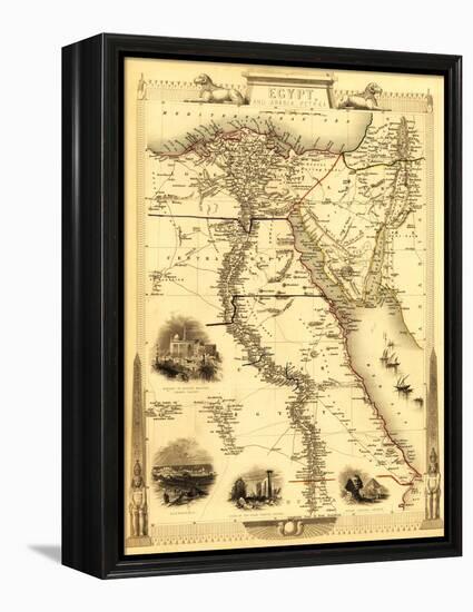 Egypt and Arabia - Panoramic Map-Lantern Press-Framed Stretched Canvas