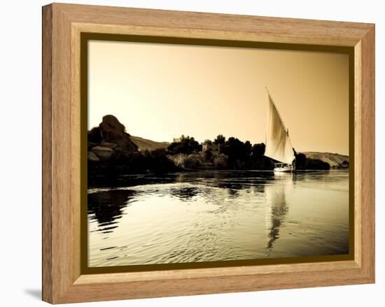 Egypt, Aswan, Felucca and Nile River-Michele Falzone-Framed Premier Image Canvas
