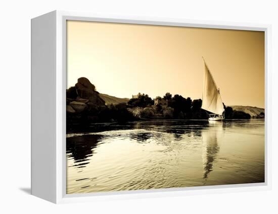 Egypt, Aswan, Felucca and Nile River-Michele Falzone-Framed Premier Image Canvas