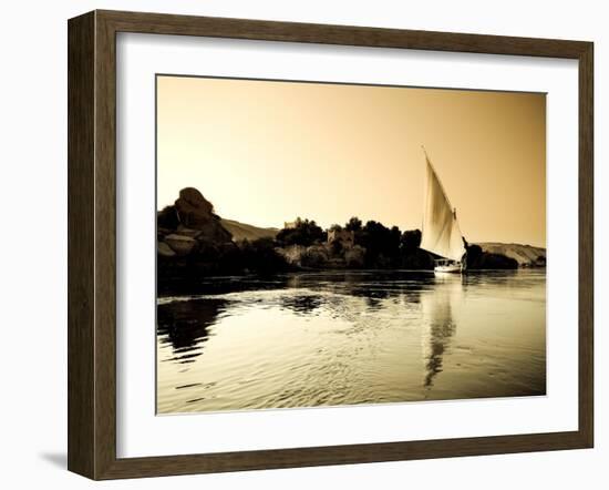 Egypt, Aswan, Felucca and Nile River-Michele Falzone-Framed Photographic Print