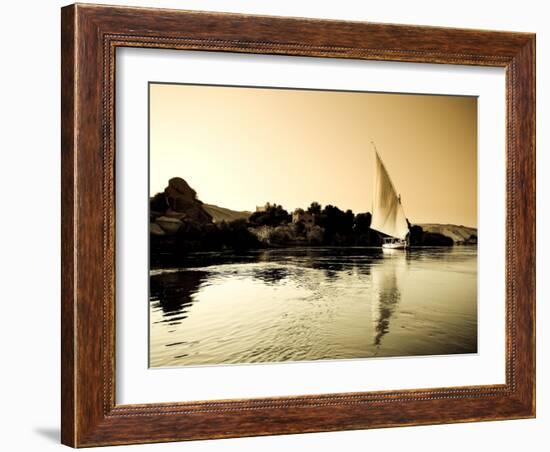 Egypt, Aswan, Felucca and Nile River-Michele Falzone-Framed Photographic Print