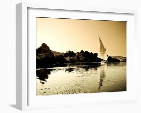 Egypt, Aswan, Felucca and Nile River-Michele Falzone-Framed Photographic Print