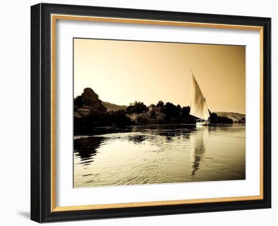 Egypt, Aswan, Felucca and Nile River-Michele Falzone-Framed Photographic Print