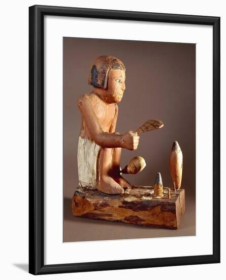 Egypt, Asyut, Statuette Representing a Cook Trying to Roast a Duck, Coloured Plastered Wood-null-Framed Giclee Print