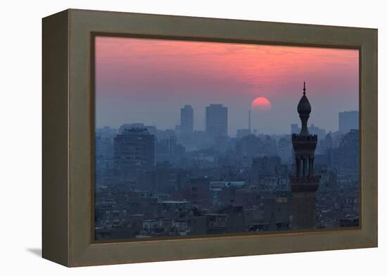 Egypt, Cairo, Al Azhar Park, Sultan Hasan Mosque, Back Light-Catharina Lux-Framed Premier Image Canvas