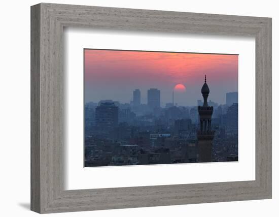Egypt, Cairo, Al Azhar Park, Sultan Hasan Mosque, Back Light-Catharina Lux-Framed Photographic Print