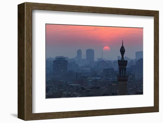 Egypt, Cairo, Al Azhar Park, Sultan Hasan Mosque, Back Light-Catharina Lux-Framed Photographic Print