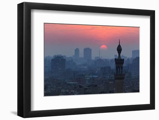 Egypt, Cairo, Al Azhar Park, Sultan Hasan Mosque, Back Light-Catharina Lux-Framed Photographic Print