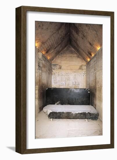 Egypt, Cairo, Ancient Memphis, Unas' Pyramid Interior, Burial Chamber and Sarcophagus-null-Framed Giclee Print