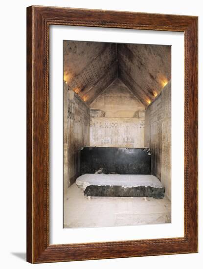 Egypt, Cairo, Ancient Memphis, Unas' Pyramid Interior, Burial Chamber and Sarcophagus-null-Framed Giclee Print